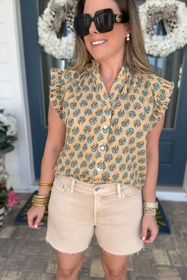 Pistola: Kennedy Relaxed Mid Rise Cut Off Short - Honey