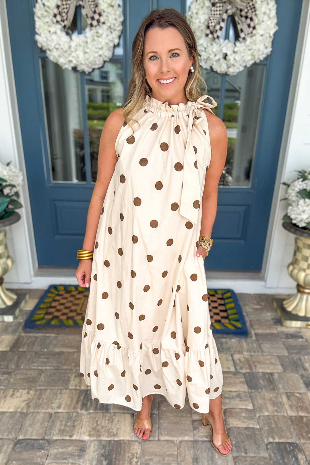 Polka Dot Midi Bow Dress