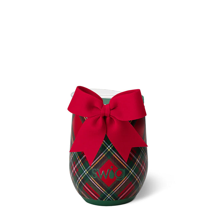 Swig: Christmas Plaid Stemless Wine Cup 12oz