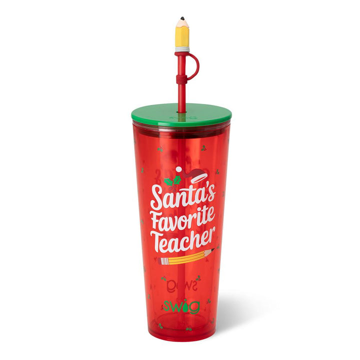 Swig: Santa’s Favorite Teacher Plastic Tumbler 24oz