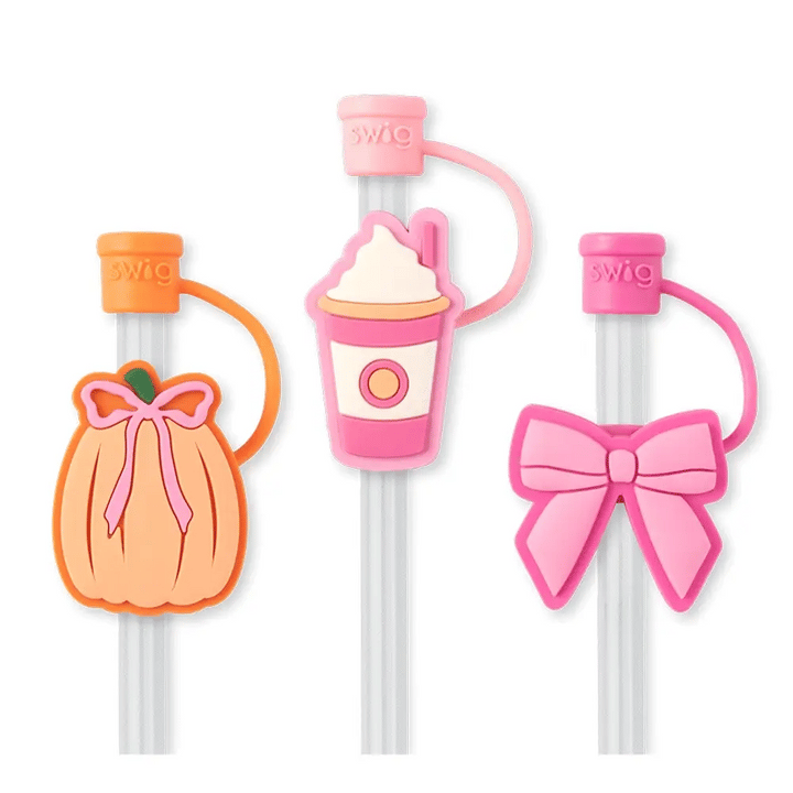 Swig: Pumpkins and Bows Straw Topper Set