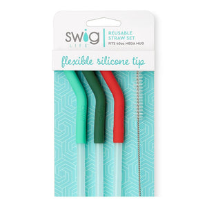 Swig: Mint/Green/Red Reusable Straw Set (Mega Mugs)