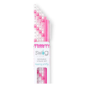 Swig: Faboolous + Pink Glitter Reusable Straw Set