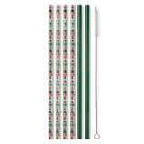 Classic Nutcracker + Green Glitter Reusable Straw Set