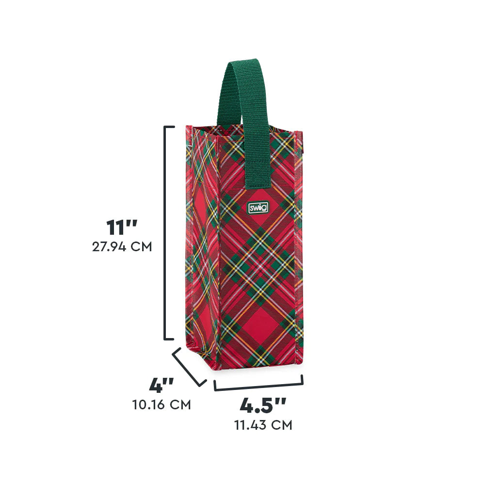 Swig: Christmas Plaid Reusable Gift Bag (Wine)