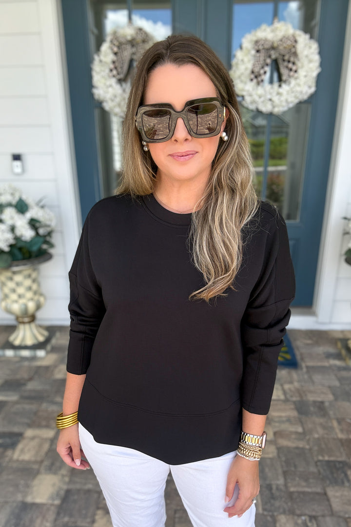 SPANX AirEssentials® Crewneck Long Sleeve Top - Very Black