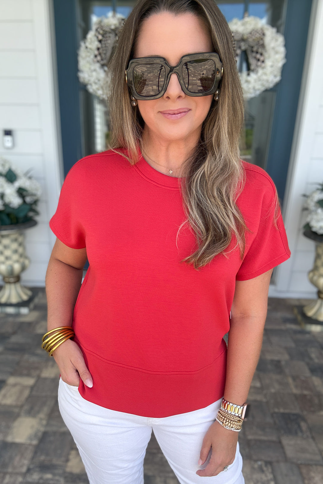 SPANX AirEssentials® Crewneck Tee - Lip Stain