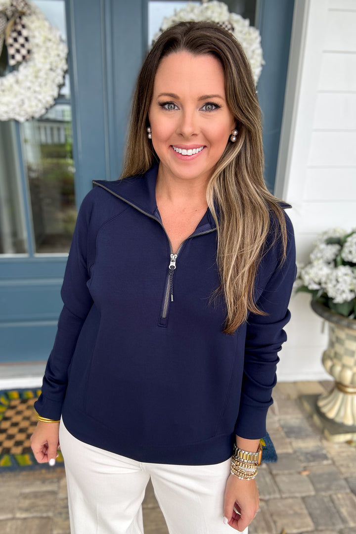 SPANX: AirEssentials Half Zip - Timeless Navy