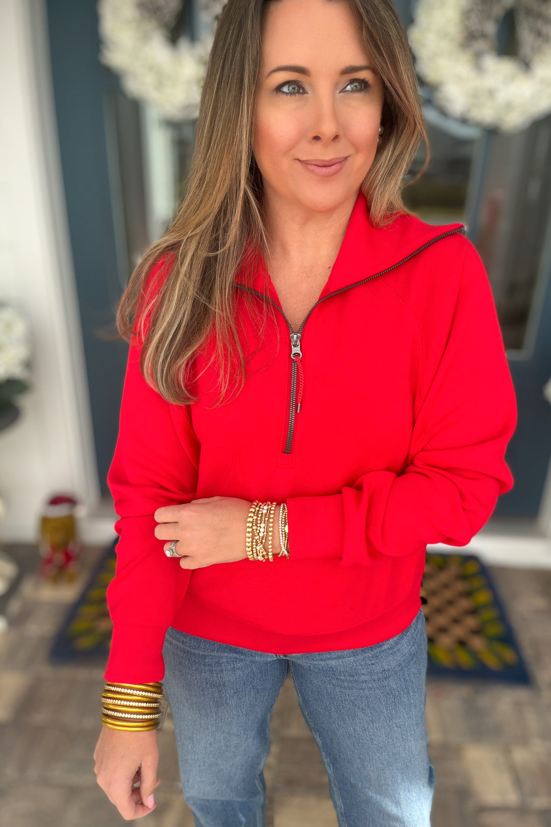SPANX: AirEssentials Half Zip - Red