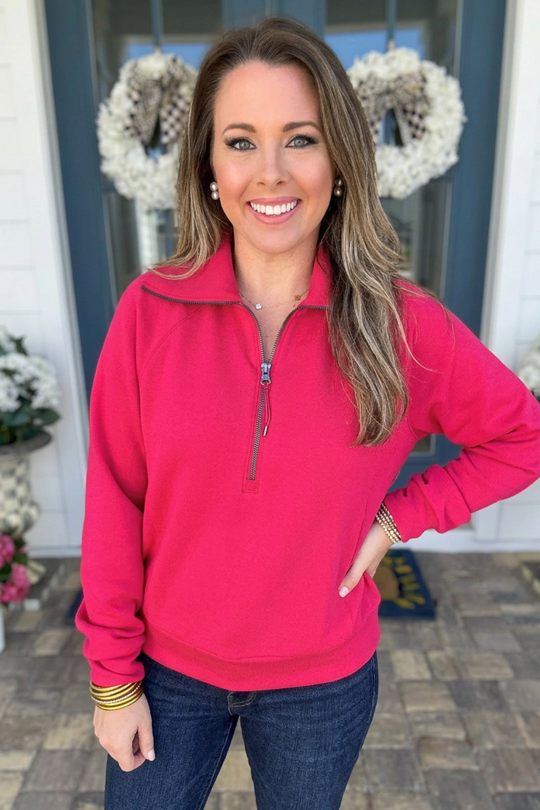 SPANX: AirEssentials Half Zip - Fuchsia