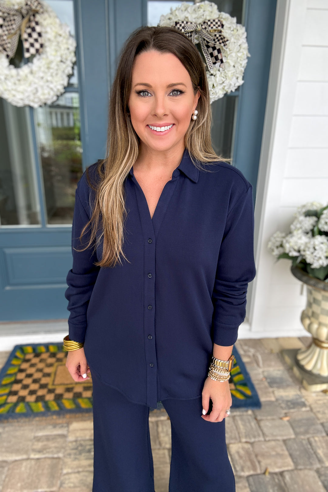 SPANX: AirEssentials Oversized Button Down - Timeless Navy