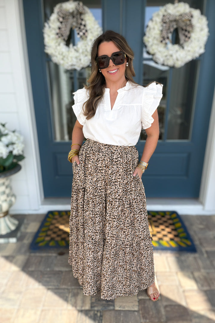 Savannah Breeze Leopard Maxi Skirt