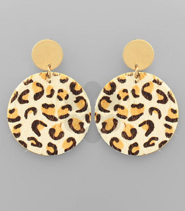 Leopard Round Disc Earring