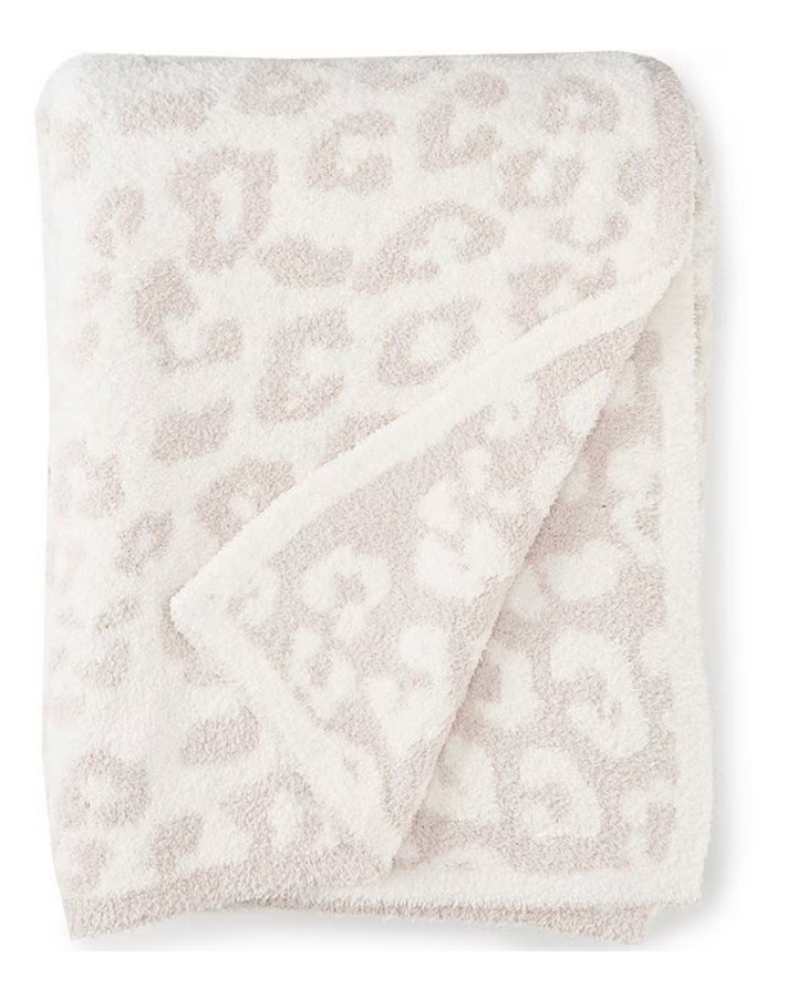 Barefoot Dreams: Cozy Chic Leopard Throw- Cream/Stone  54 x 72” - B Social Boutique