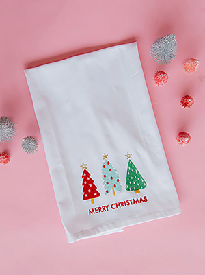 Tea Towel Merry Christmas Tree