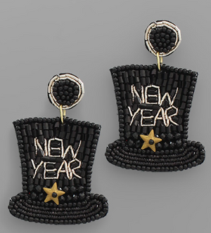 "NEW YEAR" Beaded Hat Earrings