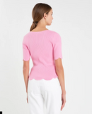 English Factory: Scalloped Hem Pink Sweater Top