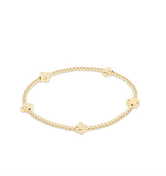 Signature Cross Small Gold Pattern 2mm Bead Bracelet- Gold / Enewton main image 1
