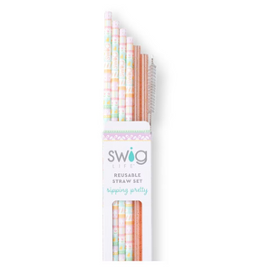 Swig: Bunny Trail + Peach Glitter Reusable Straw Set