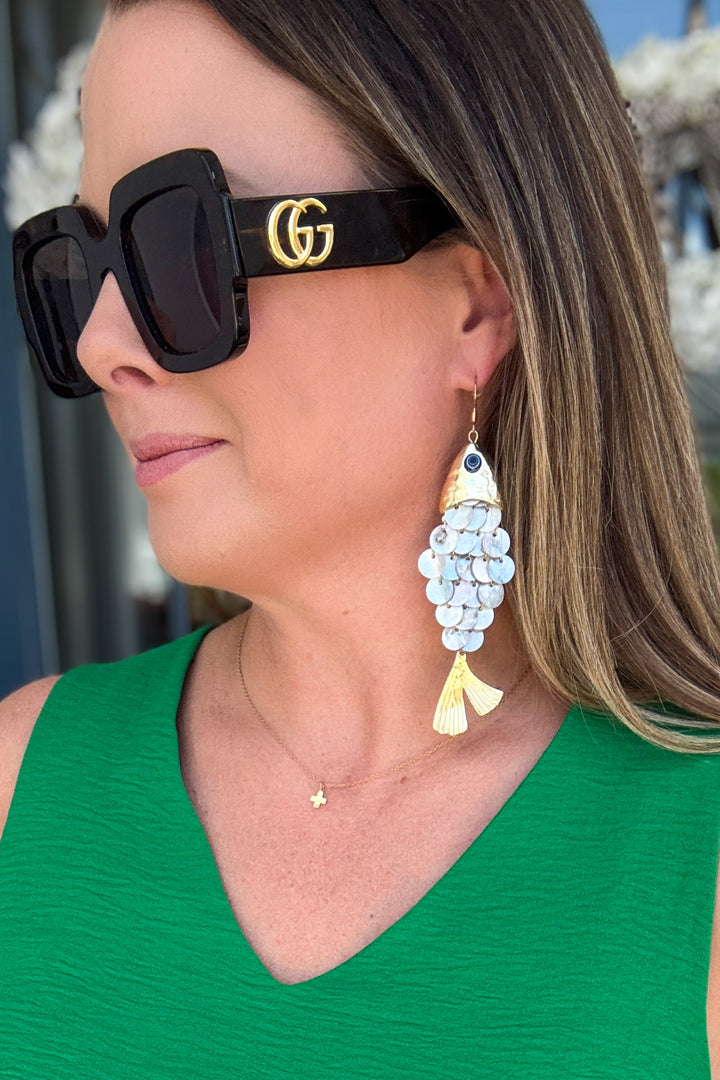 Shell Tassel Fish Hook Earrings