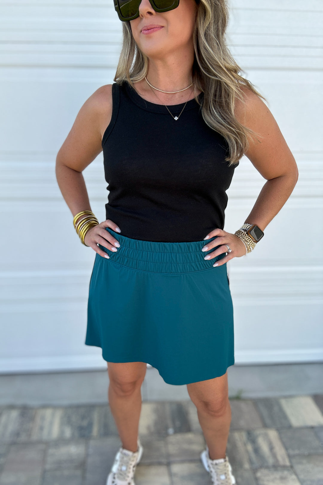 Spanx: Activate Skort, 14" - Emerald Bay Teal
