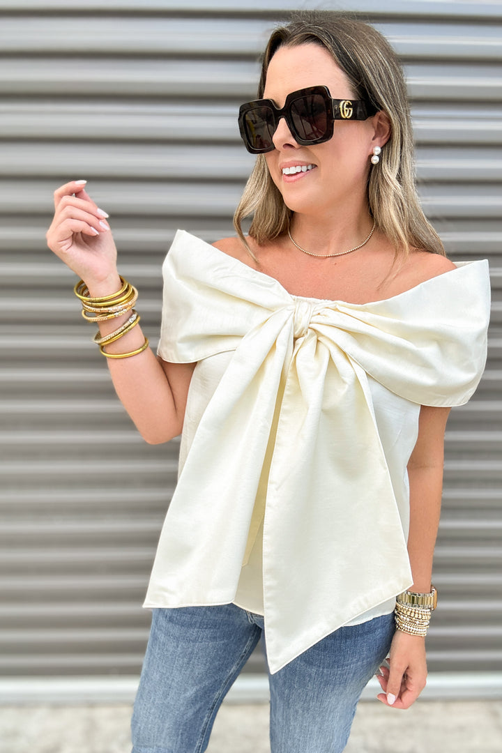 Strapless Bow Tastic Blouse - Ivory