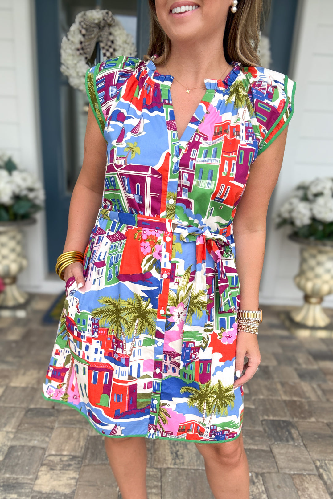 Postcard Paradise Ruffle Mini Dress