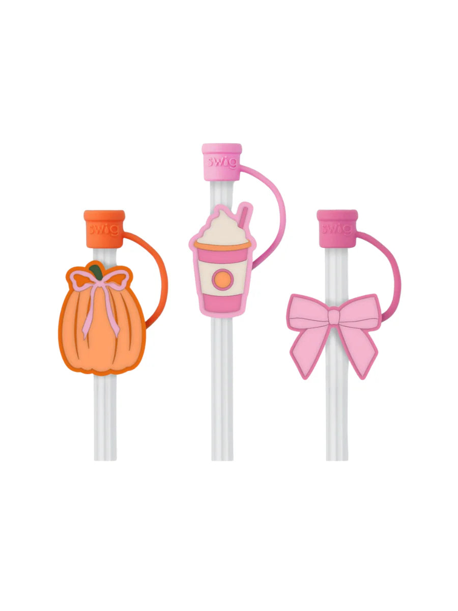 Swig: Pumpkins and Bows Straw Topper Set