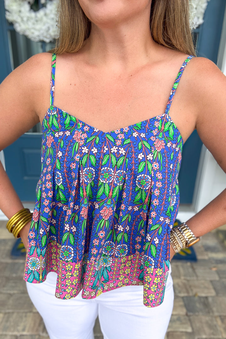 THML: Blue Garden Floral Tank Top