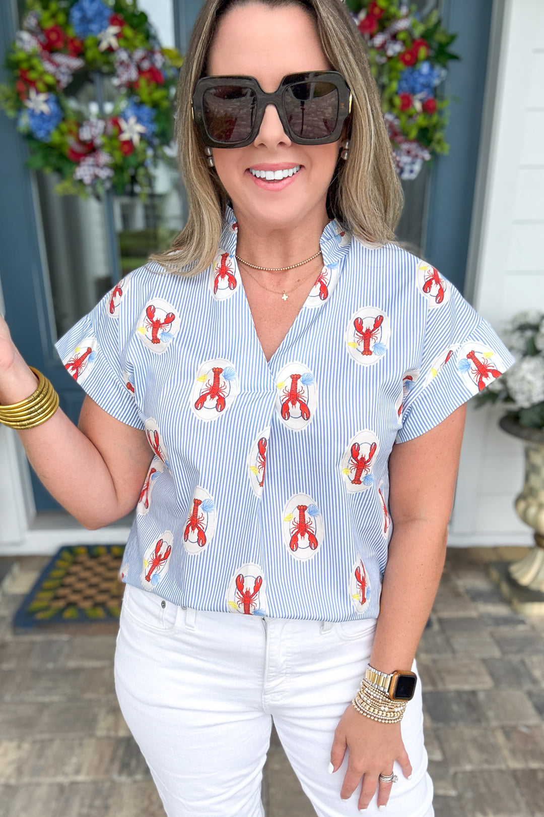 THML: Coastal Lobster Stripe Top