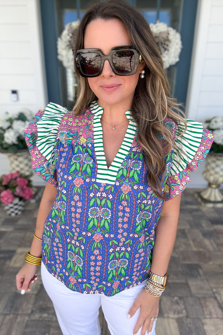 THML: Mixed It Up Flutter Sleeve Blouse