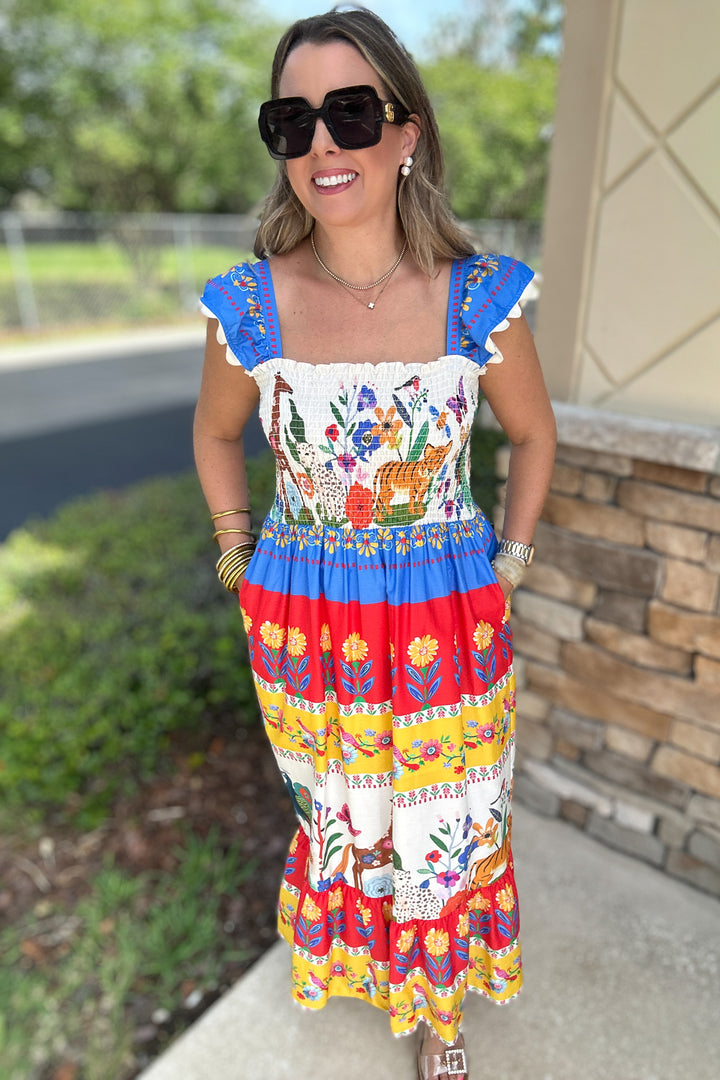 THML: Ruffle Wild Garden Maxi Dress 