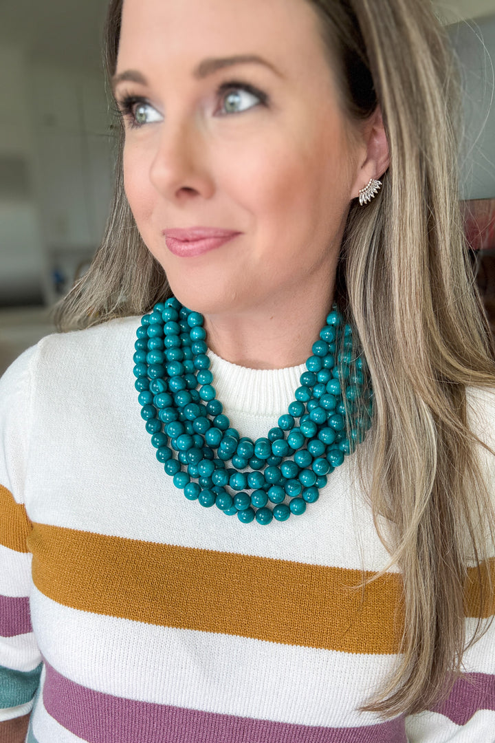 Teal Chic Beaded Magnetic Necklace
