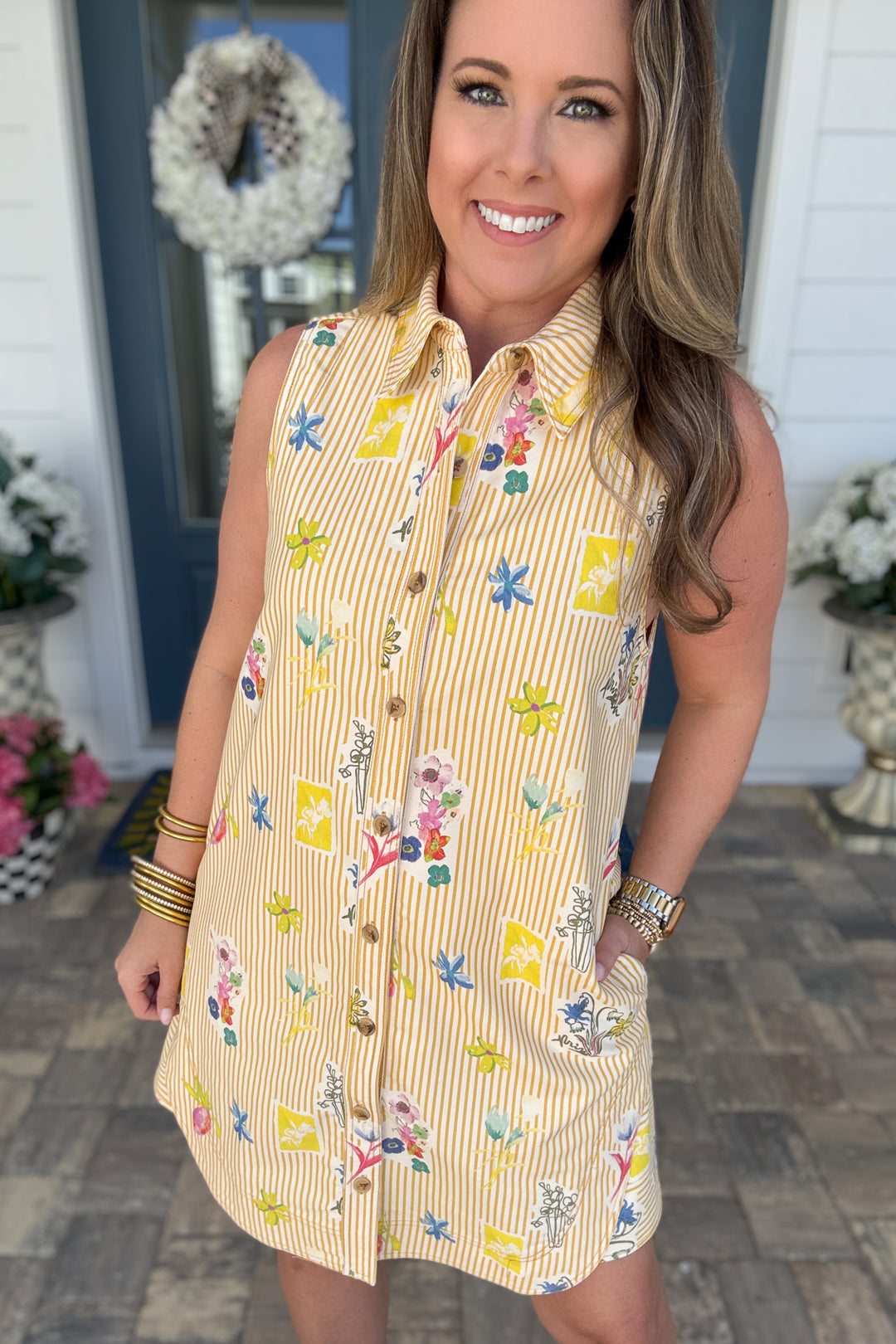 The Citrus Coast Button Front Denim Dress