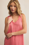 Z Supply: Sloane V-Neck Mini Dress - Sunset Pink