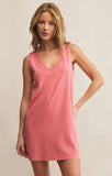 Z Supply: Sloane V-Neck Mini Dress - Sunset Pink