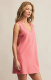 Z Supply: Sloane V-Neck Mini Dress - Sunset Pink