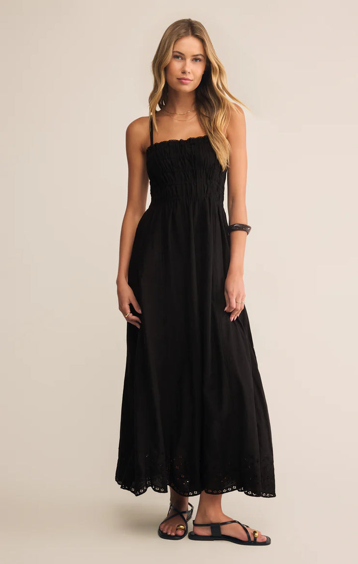 Z Supply: Dani Embroidered Midi Dress Black