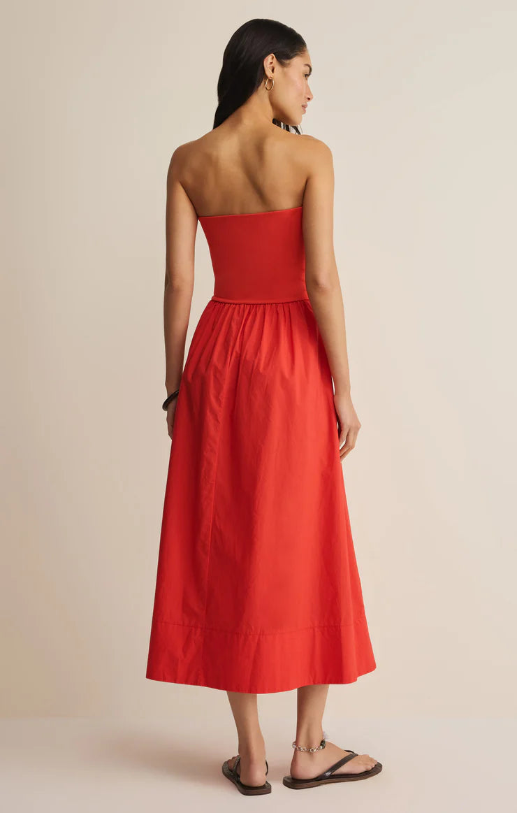 Z Supply: Sunsought Strapless Midi Dress - Lychee
