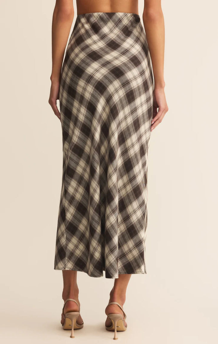 Z Supply: Europa Plaid Midi Skirt - Black