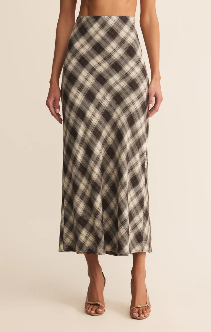 Z Supply: Europa Plaid Midi Skirt - Black
