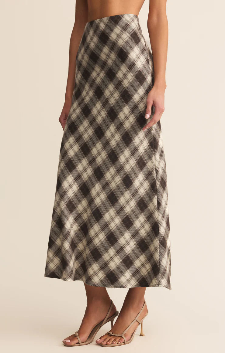 Z Supply: Europa Plaid Midi Skirt - Black