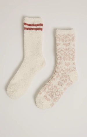 Z Supply: Fairisle Heart Sock 2-Pack - Crystal Grey