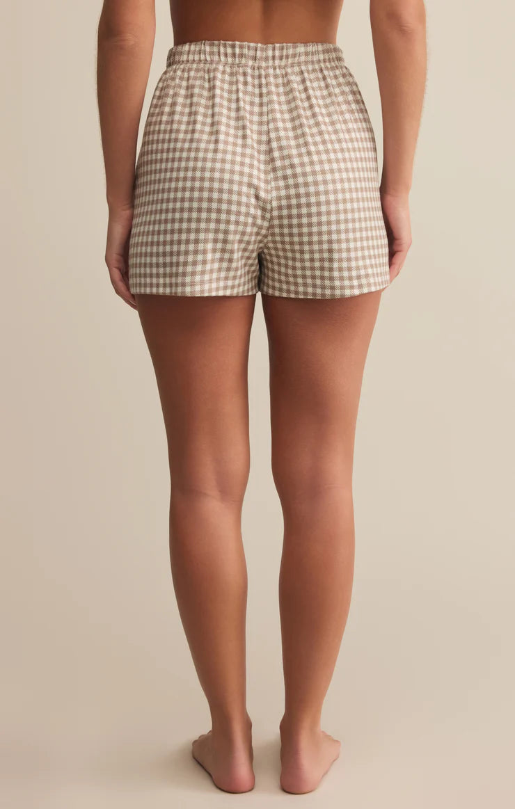 Z Supply: Maddie Gingham Short - Iced Coffee