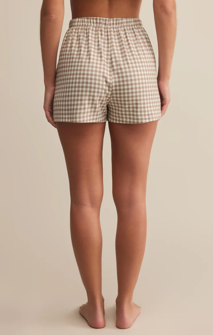 Z Supply: Maddie Gingham Short - Iced Coffee