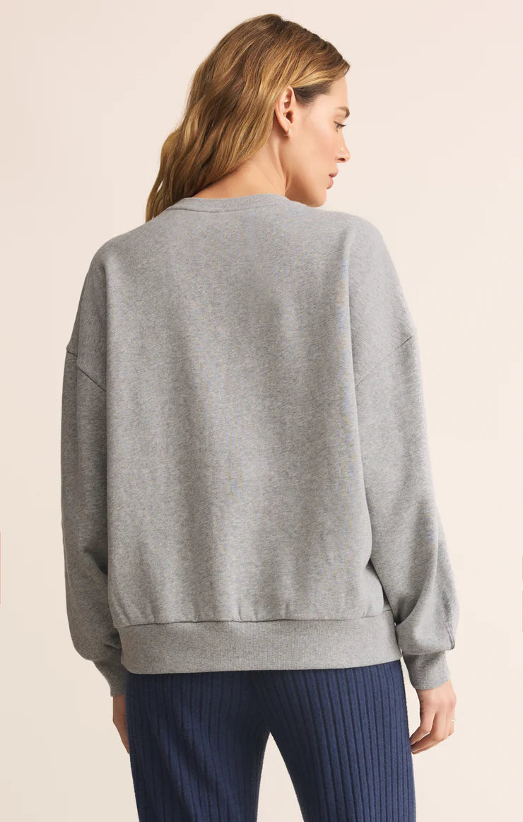 Z Supply: Merry Sunday Sweatshirt Classic-  Heather Grey