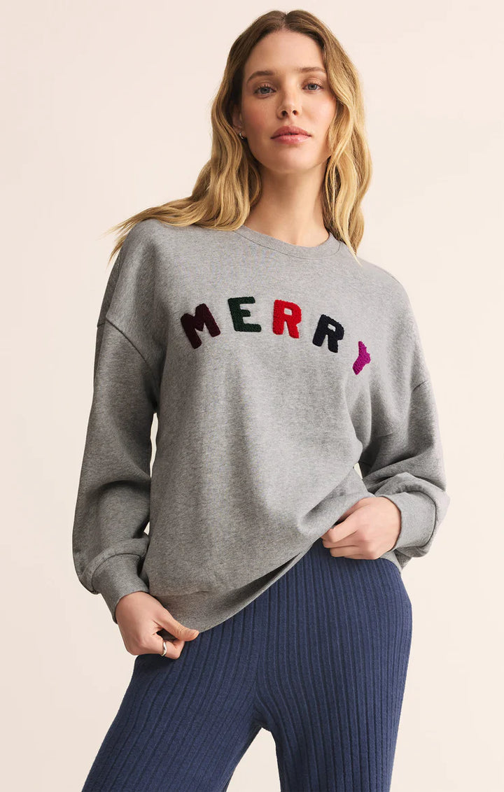 Z Supply: Merry Sunday Sweatshirt Classic-  Heather Grey