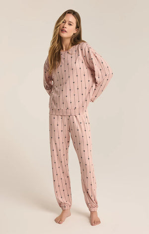 Z Supply: Cozy Pinbows Pj Set - Pink