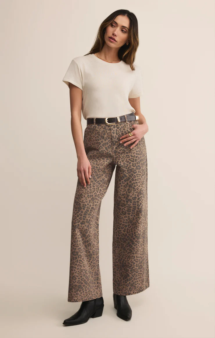 Z Supply: Marli Denim Leopard Pant Desert Tan