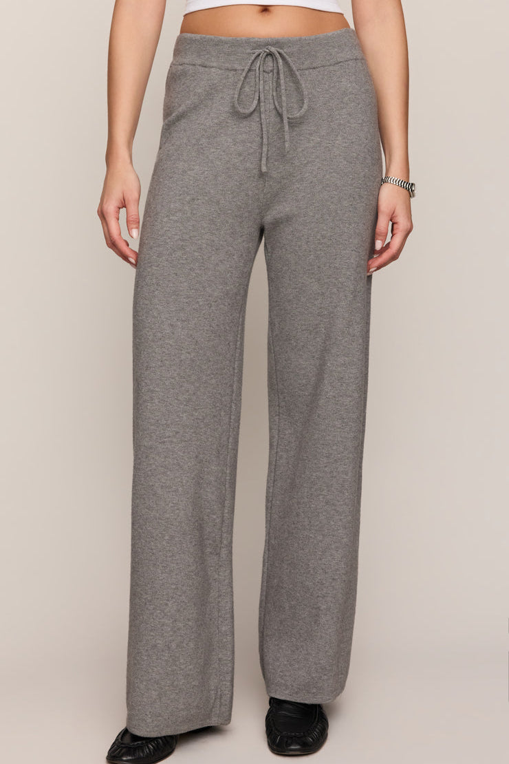 Z Supply: Take It Easy Wide Leg Sweater Pant - Classic Heather Grey